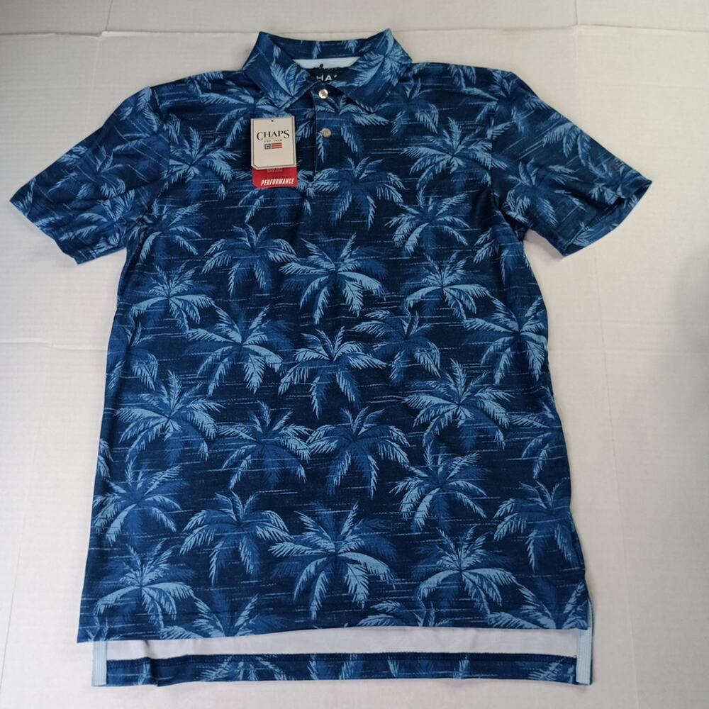 Chaps Everyday Performance Polo Shirt Men Size S Marina Blue